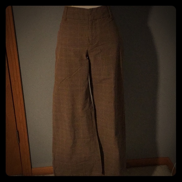 GAP Pants - Brown plaid wide leg pants size 6